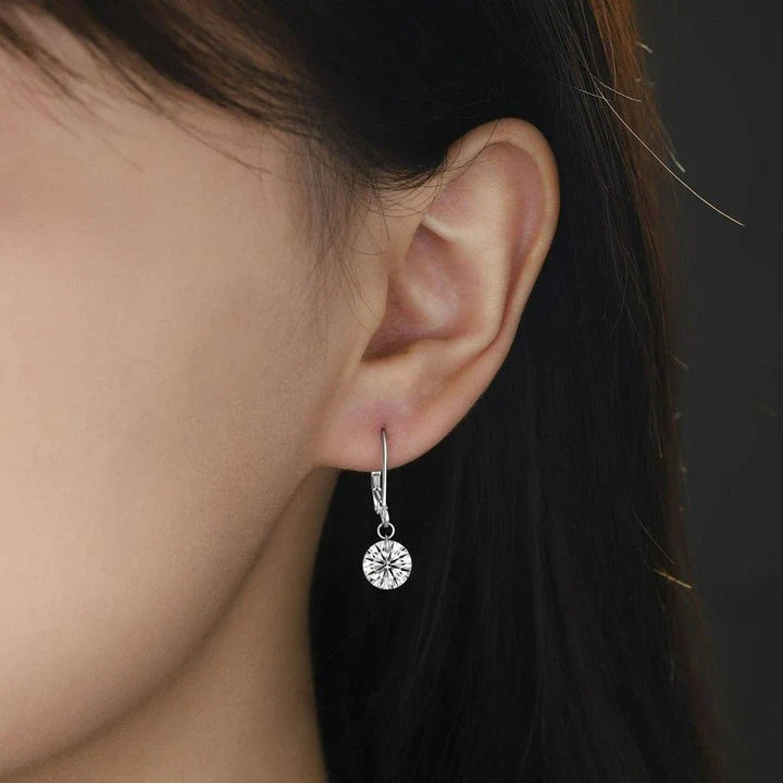 Drilled Setting Leverback Moissanite Earrings