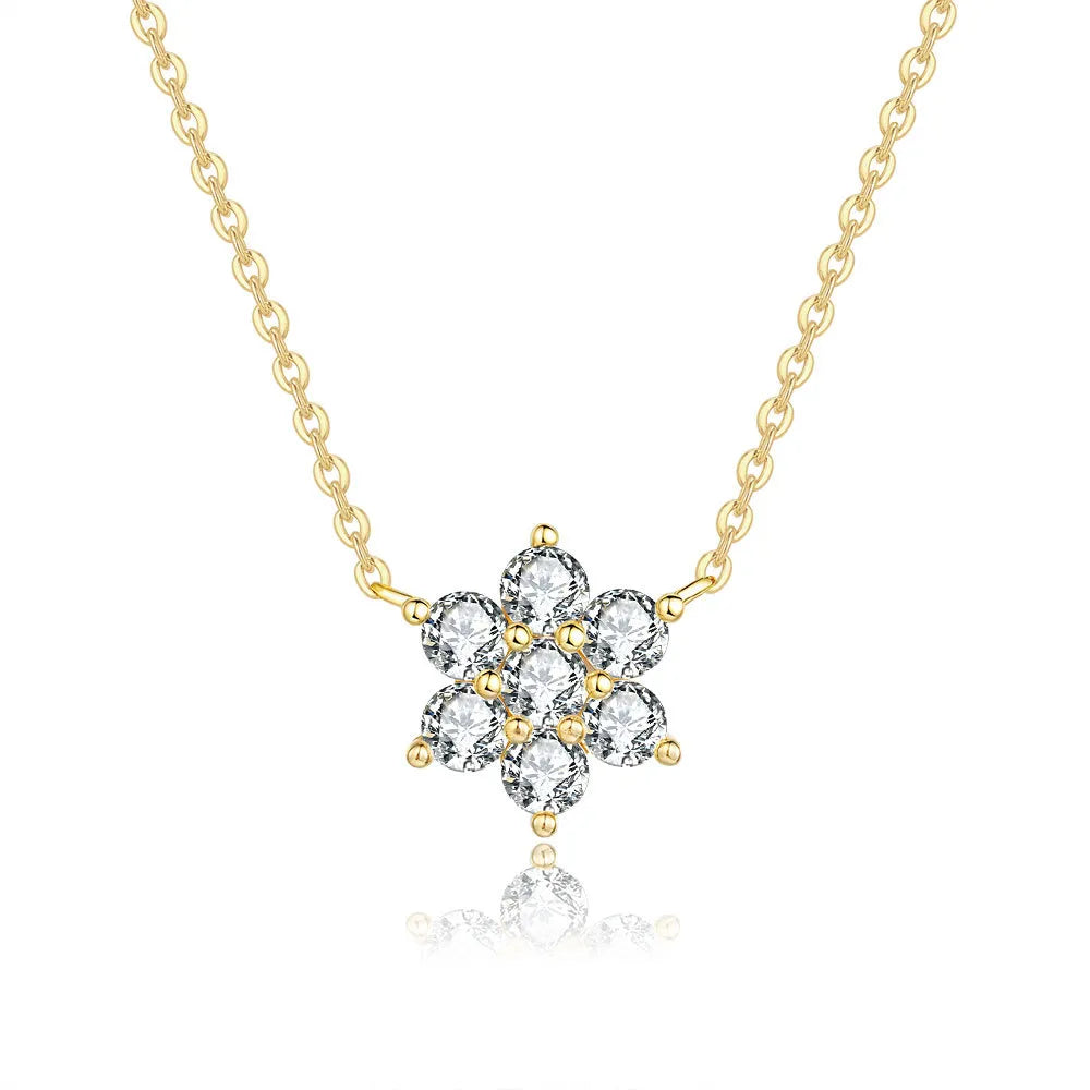 Round Cut Cluster Flower Moissanite Pendant