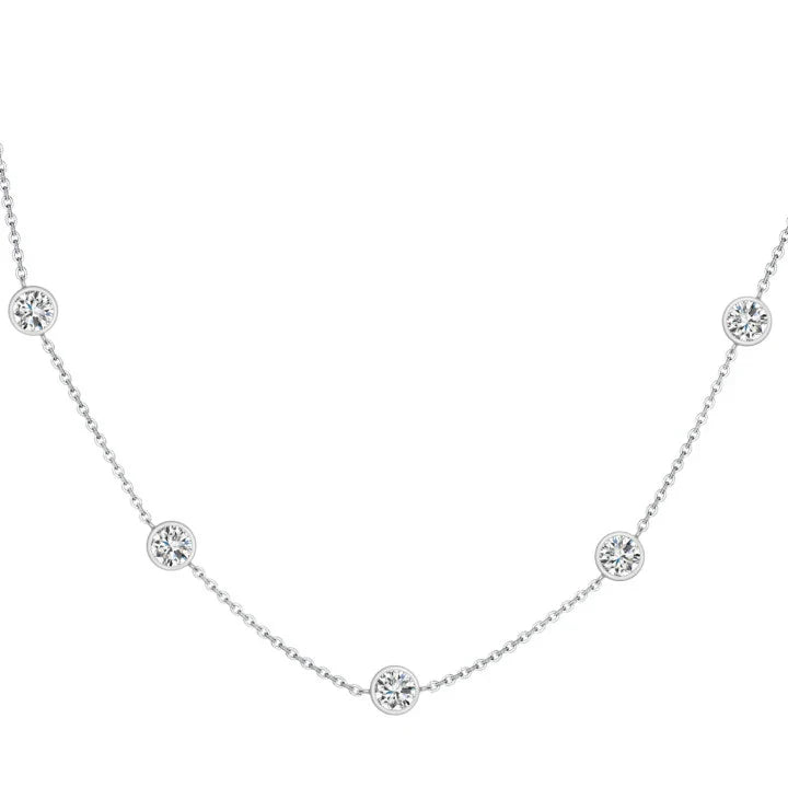Five Stone Bezel Moissanite Necklace