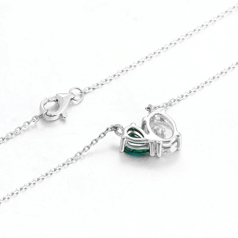 Oval Diamond&Pear-shaped Emerald Toi Et Moi Pendant